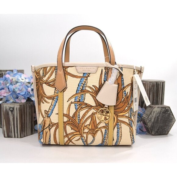 Tory Burch Handbags - Tory Burch Perry French Cream Climbing Vine Triple Compartment SML Tote Bag NWT
